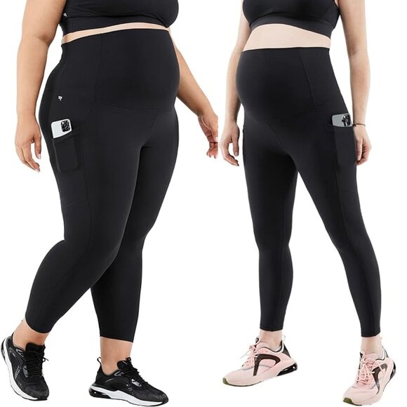 Fabletics Maternity High-Waisted PureLuxe 7/8 Legging Black Medium Comfort $95 - Picture 3 of 12